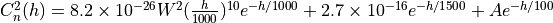 C_n^2(h)= 8.2 \times 10^{-26}W^2 (\frac{h}{1000})^{10} e^{-h/1000} + 2.7\times 10^{-16} e^{-h/1500} + A e^{-h/100}